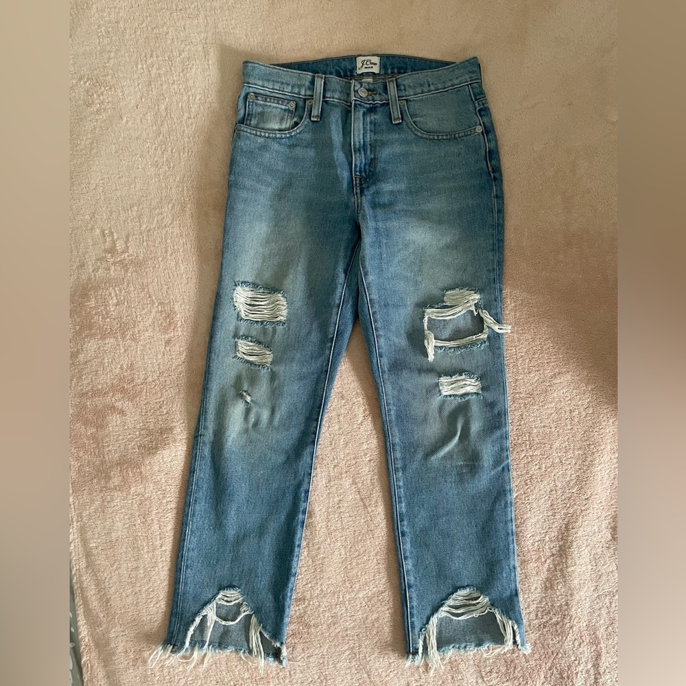 Boyfriend Fit J Crew Petites Distressed Jeans